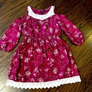 Butterfly and floral print dress